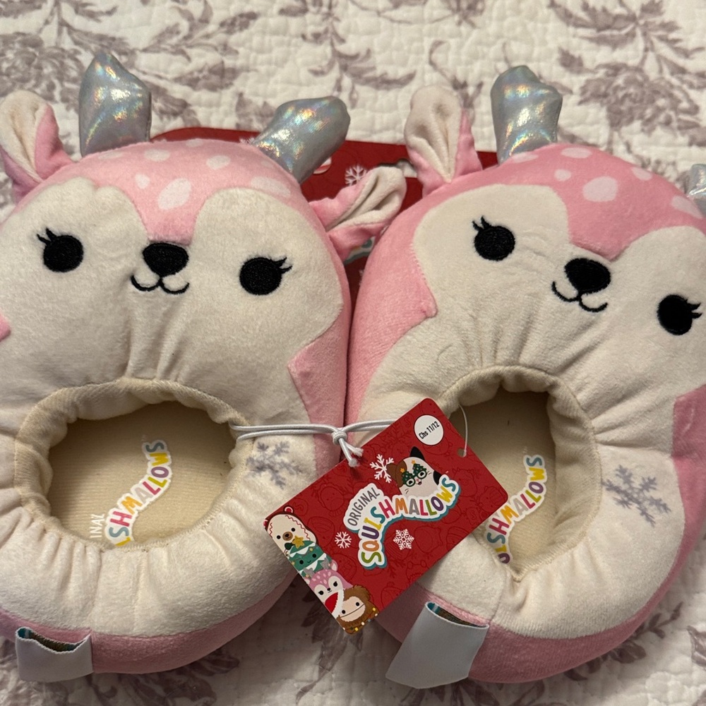 Squishmallows Pink and White Kids Slippers